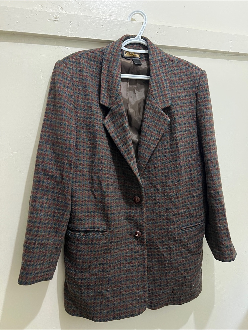 Vintage Eddie Bauer Women's Plaid Blazer Jacket in Brown Multi